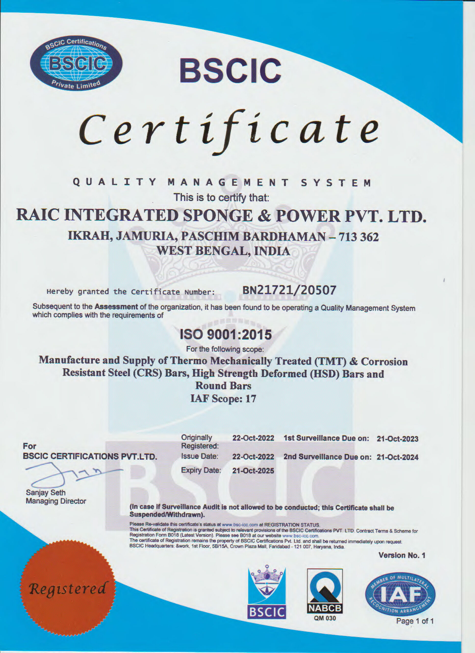 RAIC- ISO 9001:2015 | AIC Certification
