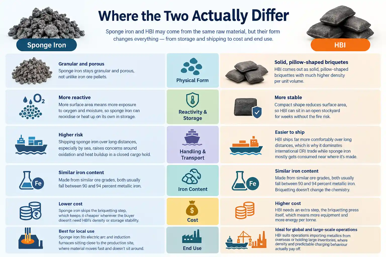 Sponge Iron vs HBI Comparison 